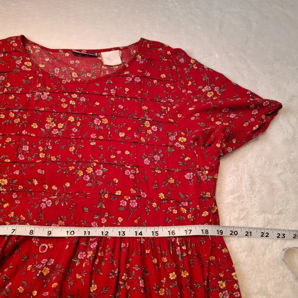Erika & Co Floral Babydoll Maxi Summer Dress Sz L Boho Cottagecore Peasant - Picture 12 of 16